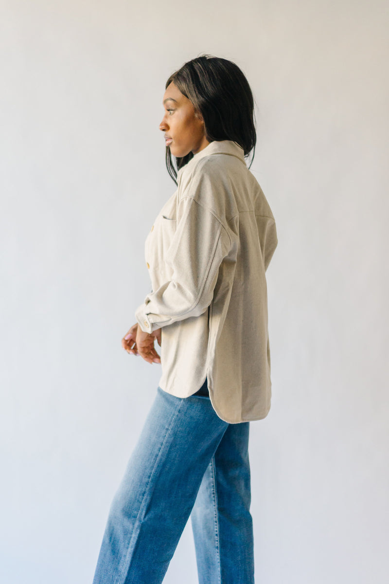 The Bennie Button Up Shacket in Heather Beige
