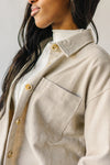 The Bennie Button Up Shacket in Heather Beige