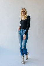 The Jolene Ribbed Long Sleeve Tee in Black
