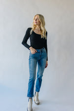 The Jolene Ribbed Long Sleeve Tee in Black