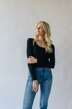 The Jolene Ribbed Long Sleeve Tee in Black