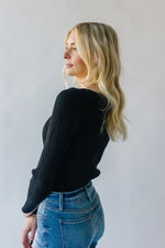The Jolene Ribbed Long Sleeve Tee in Black