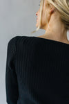 The Jolene Ribbed Long Sleeve Tee in Black