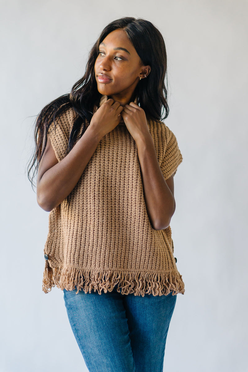 The Kaycie Fringe Detail Pullover in Taupe