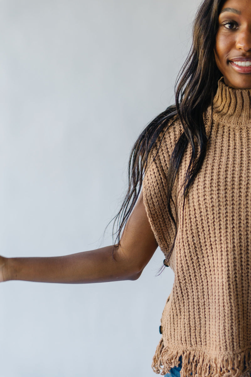 The Kaycie Fringe Detail Pullover in Taupe