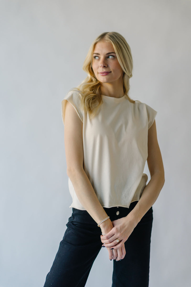 The Zana Raw Hem Tee in Cream