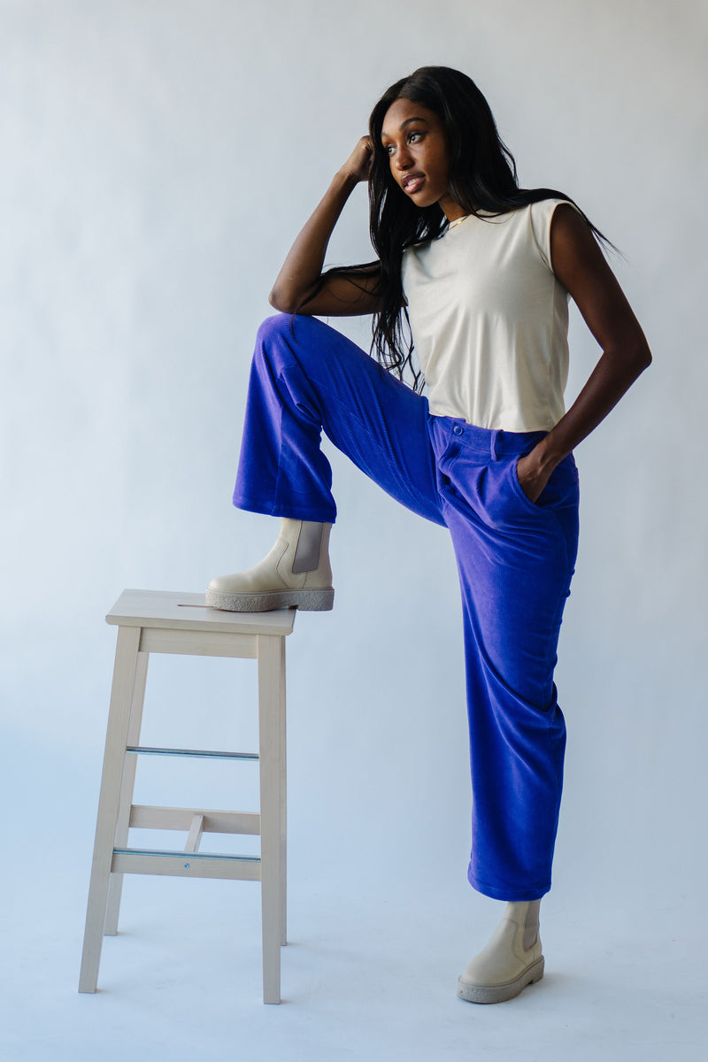 The Joyner Corduroy Straight Leg Pants in Dark Lavender