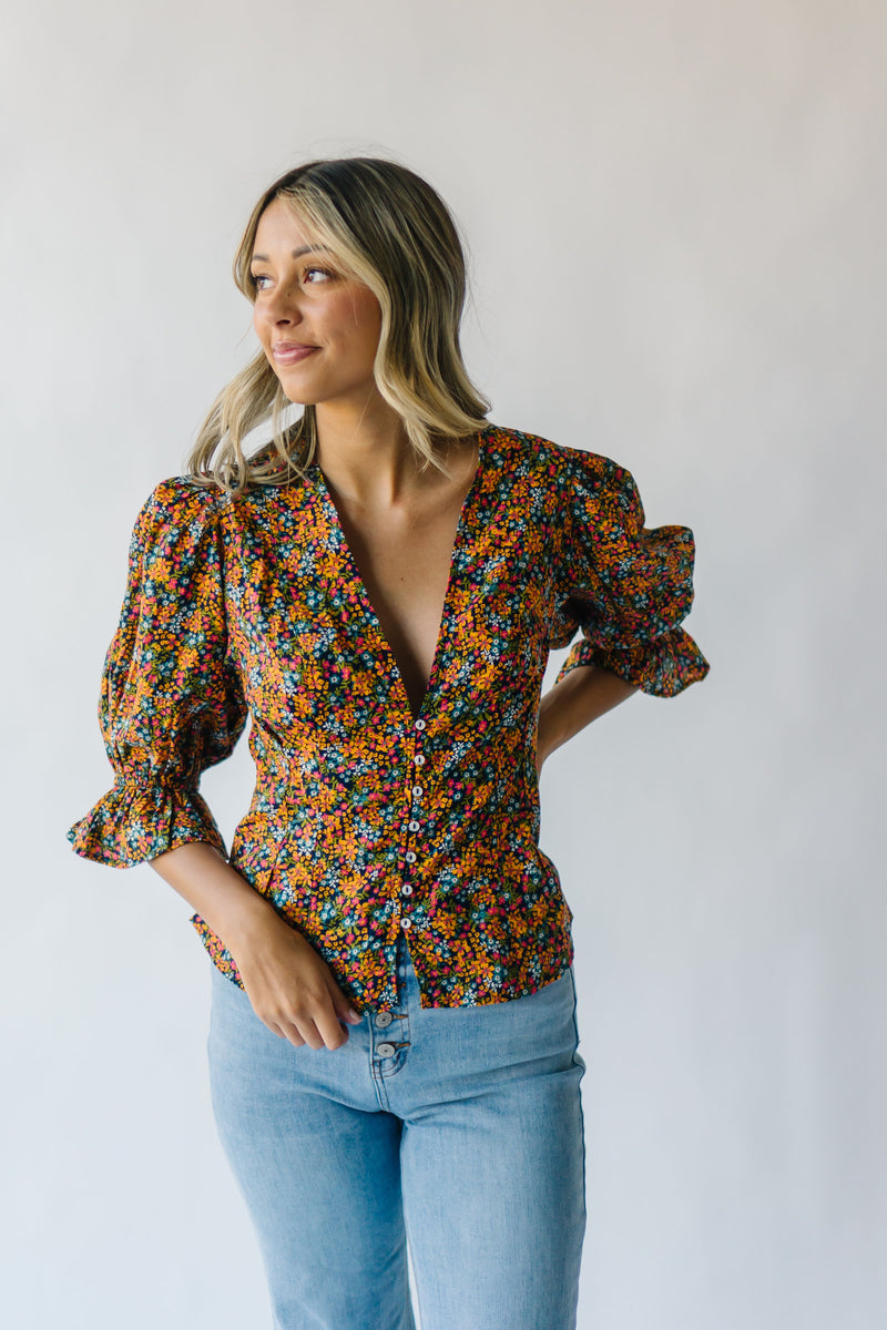 Free People: I Found You Printed Top in Navy Combo