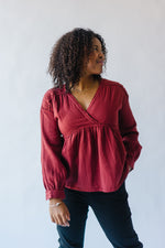 The Selene Lace Trim V-Neck Blouse in Rust
