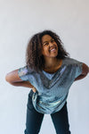 The Zira Short Sleeve Sequin Blouse in Silver + Black