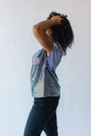 The Zira Short Sleeve Sequin Blouse in Silver + Black