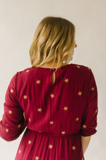 Piper & Scoot: The Alida Embroidered Maxi Dress in Burgundy