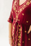 Piper & Scoot: The Alida Embroidered Maxi Dress in Burgundy
