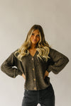 The Bromley Button Down Crop Cardigan in Heathered Black