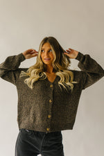 The Bromley Button Down Crop Cardigan in Heathered Black