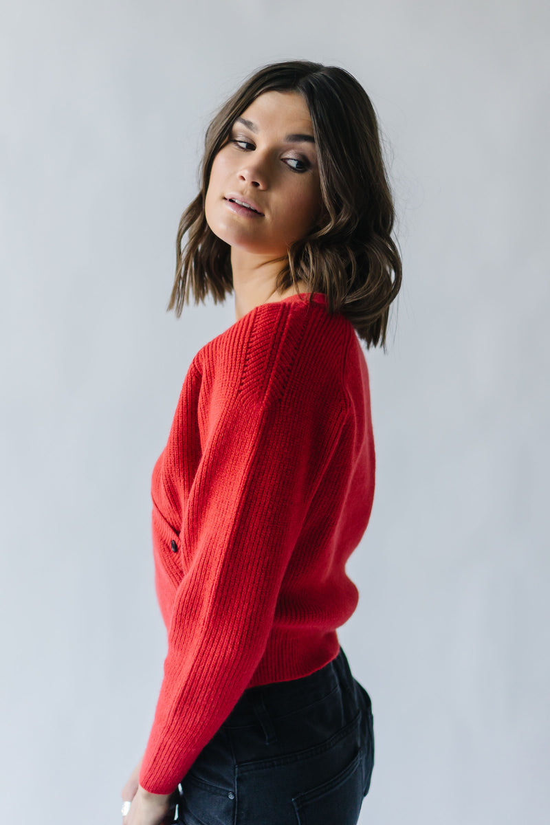 The Bevin Ribbed V-Neck Sweater in Red