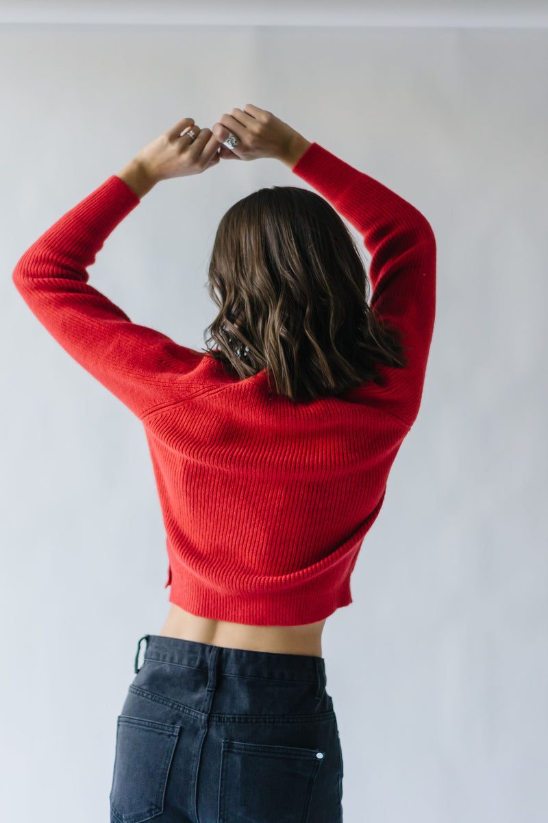 The Bevin Ribbed V-Neck Sweater in Red