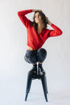 The Bevin Ribbed V-Neck Sweater in Red