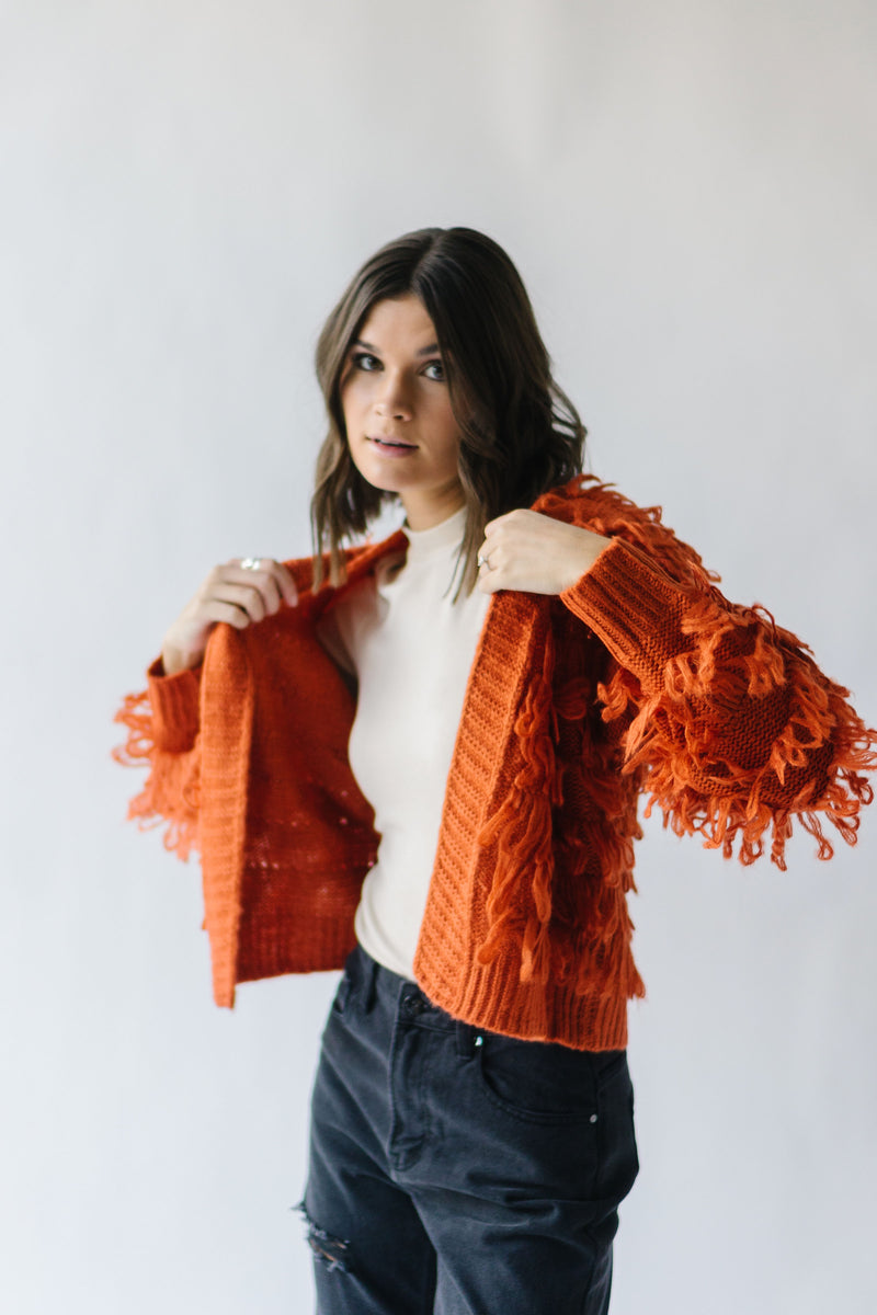 The Jessamy Fringe Cardigan in Rust