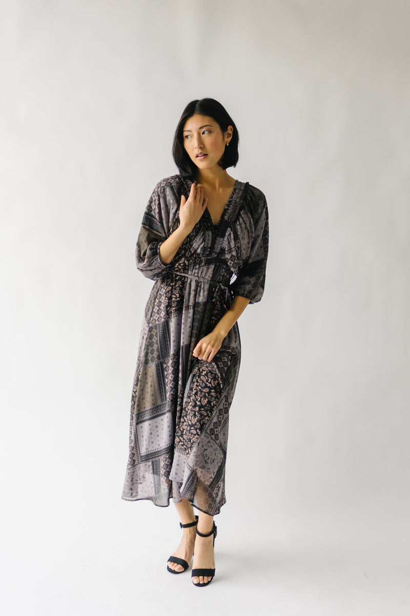 The Wallingford Patchwork Maxi Dress in Charcoal
