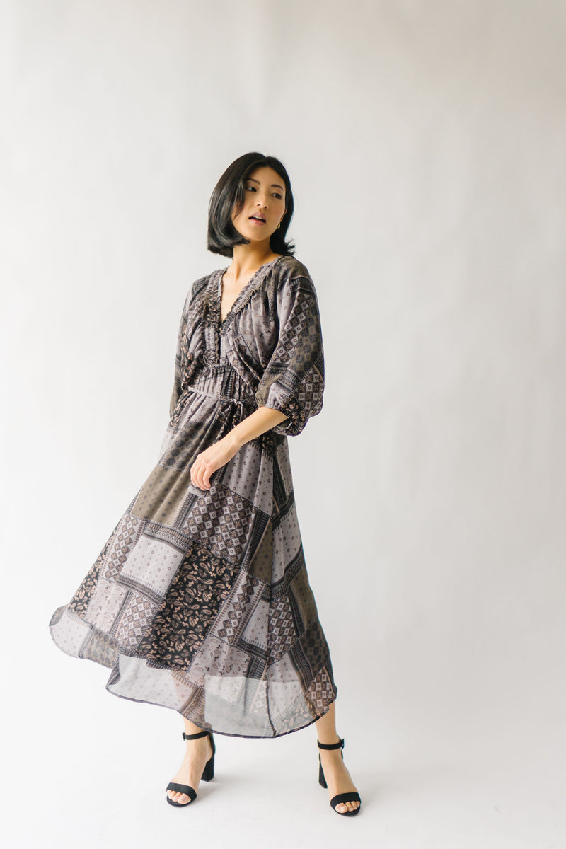 The Wallingford Patchwork Maxi Dress in Charcoal