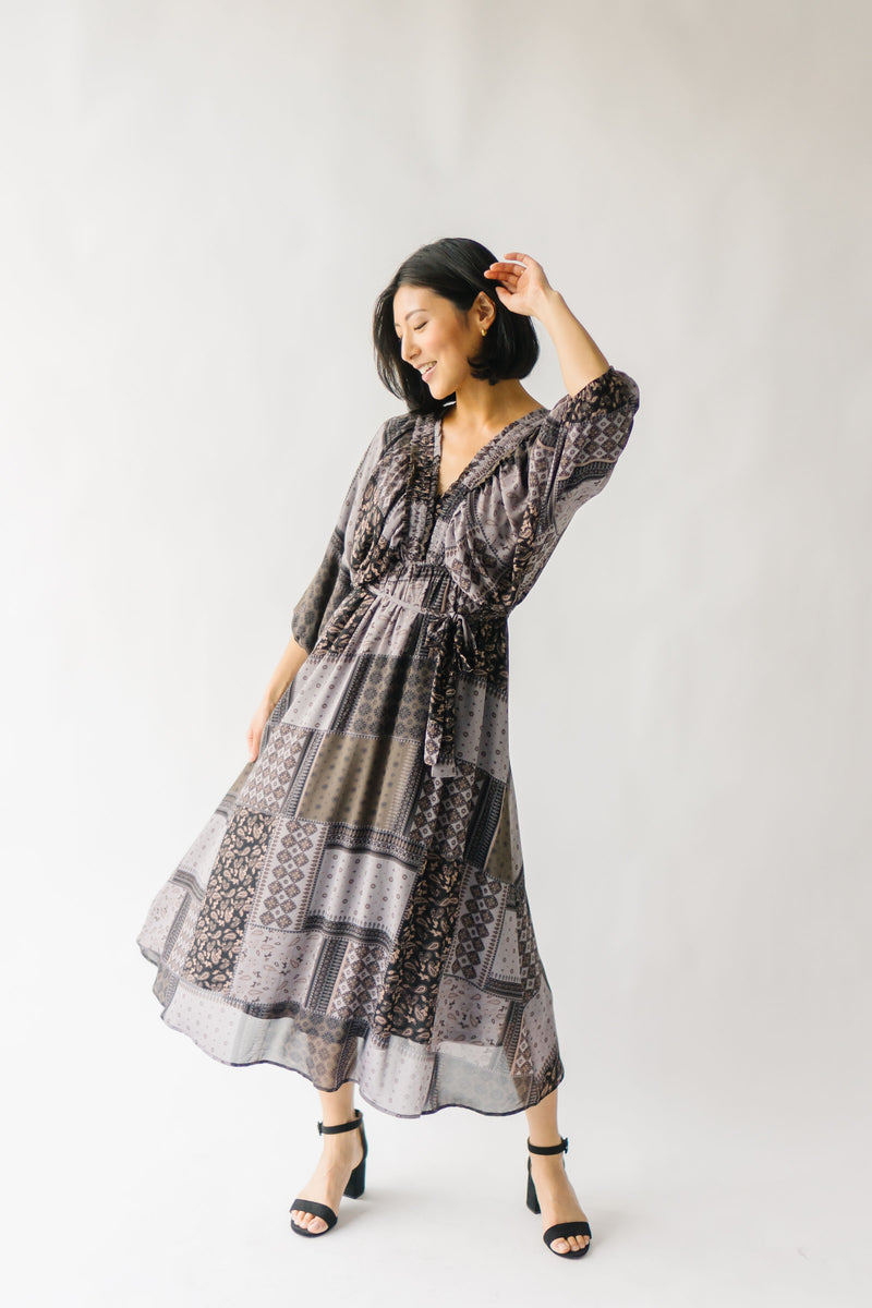The Wallingford Patchwork Maxi Dress in Charcoal