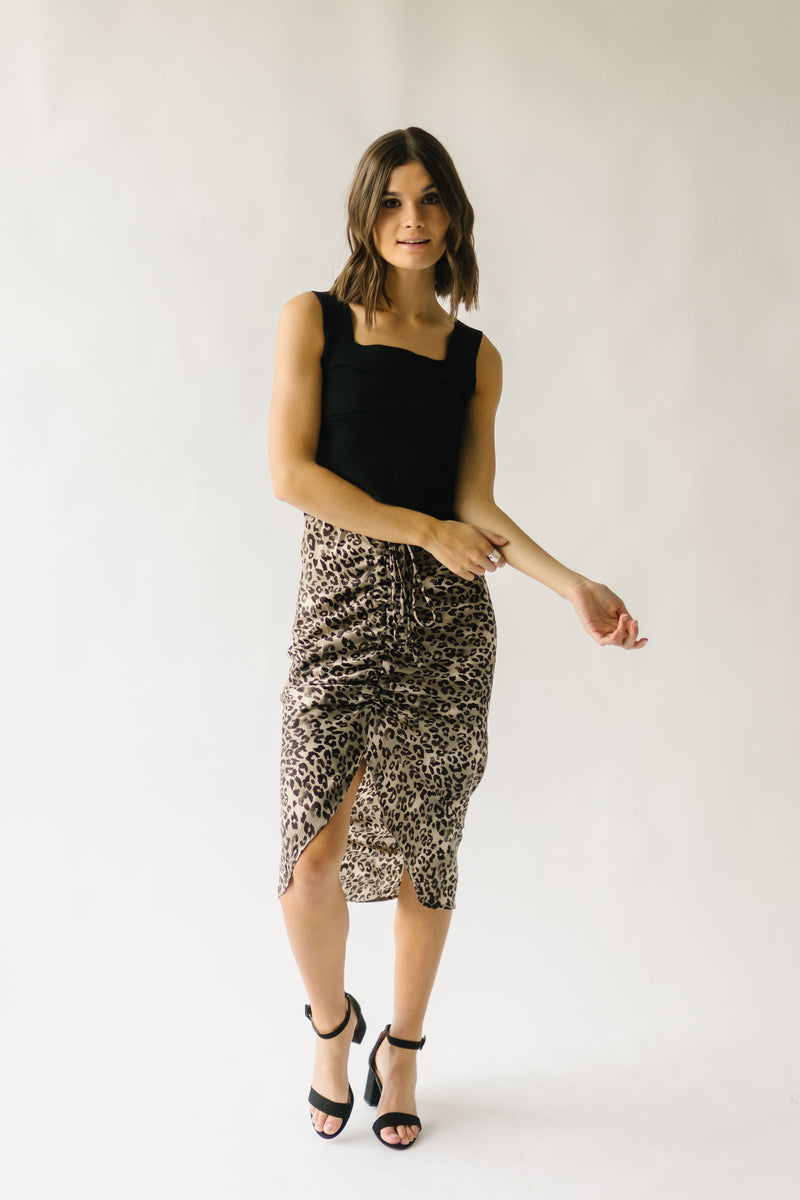 The Camden Ruched Skirt in Leopard