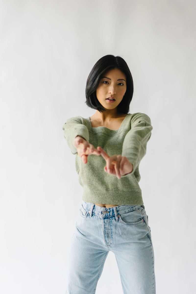 The Lottie Squared Neck Sweater in Olive