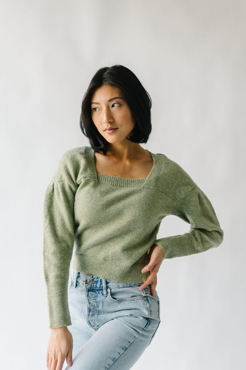 The Lottie Squared Neck Sweater in Olive