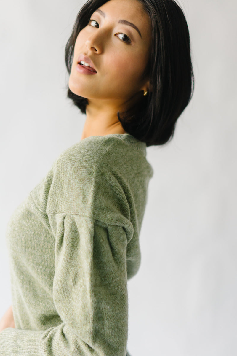 The Lottie Squared Neck Sweater in Olive