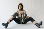 The Carolann Button-Up Shacket in Taupe Multi