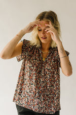 The Wiki Ruffle Detail Blouse in Black Floral