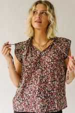 The Wiki Ruffle Detail Blouse in Black Floral