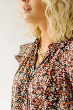 The Wiki Ruffle Detail Blouse in Black Floral