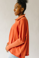 The Zita Ribbed Quarter Zip Pullover in Rust