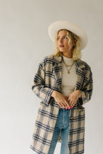 The Catford Plaid Button Down Coat in Blue