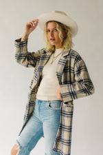 The Catford Plaid Button Down Coat in Blue