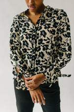 The Veda Floral Blouse in Ivory + Black