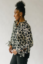 The Veda Floral Blouse in Ivory + Black