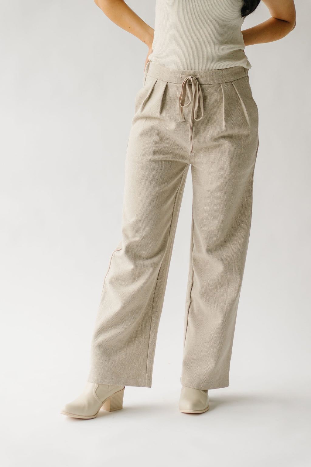 The Danielsen Pleated Pants in Heather Beige