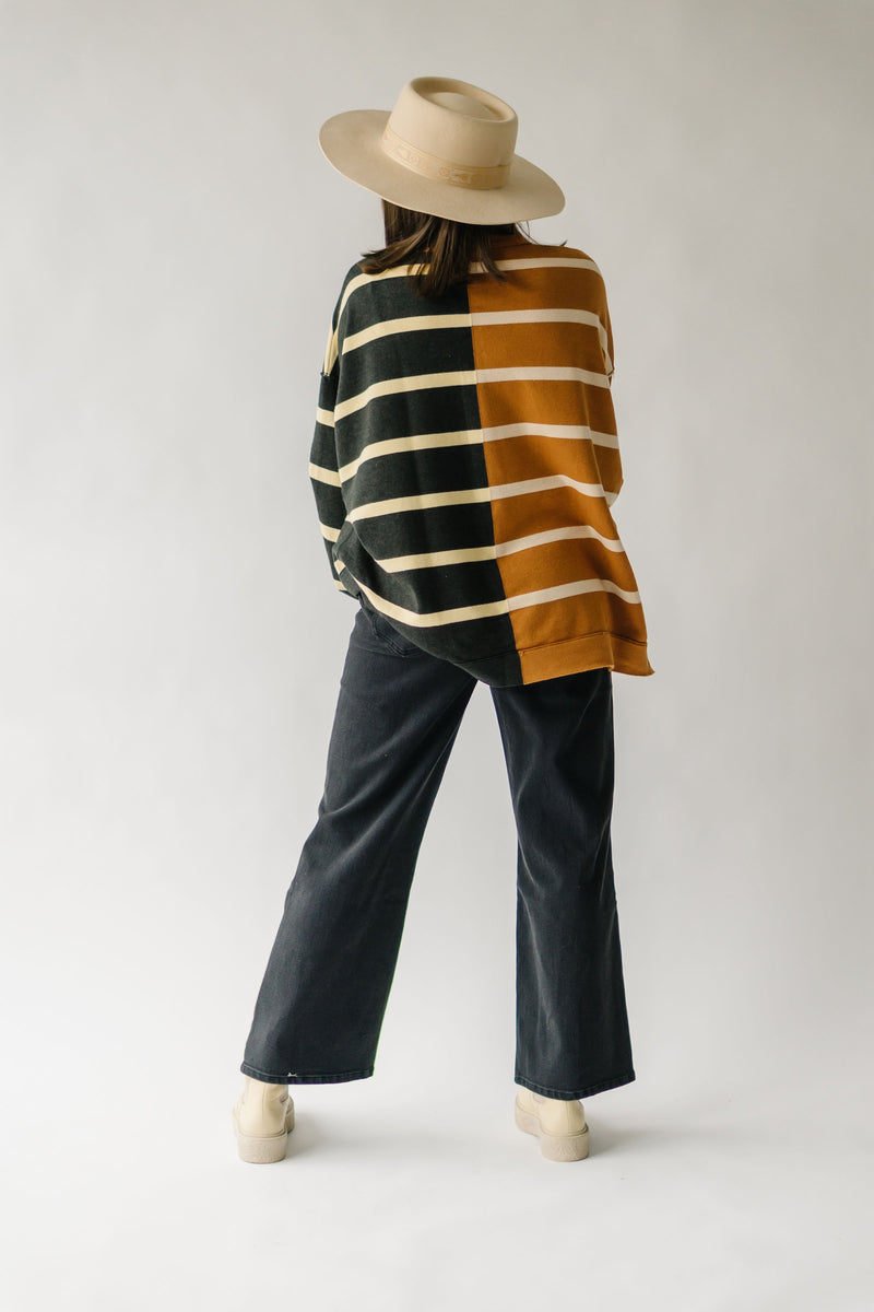 The Emmalyn Drop Shoulder Sweatshirt in Mustard + Charcoal
