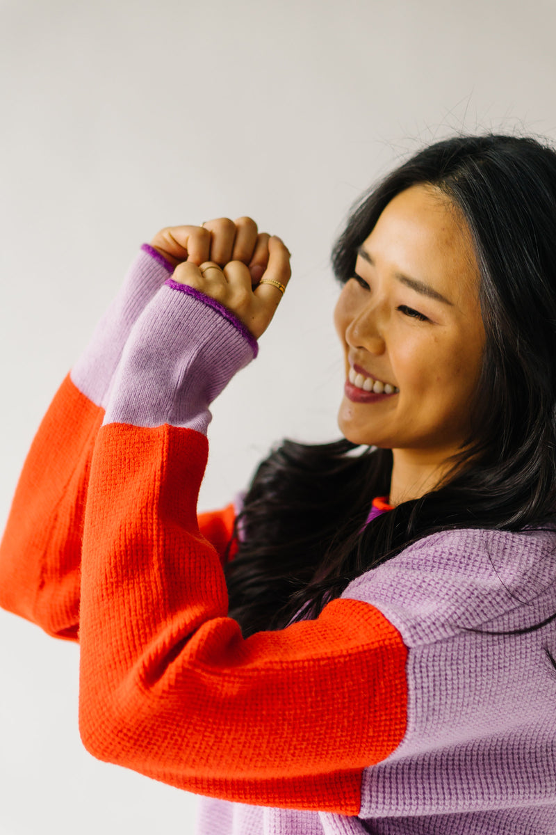 The Fullerton Colorblock Sweater in Red + Lilac