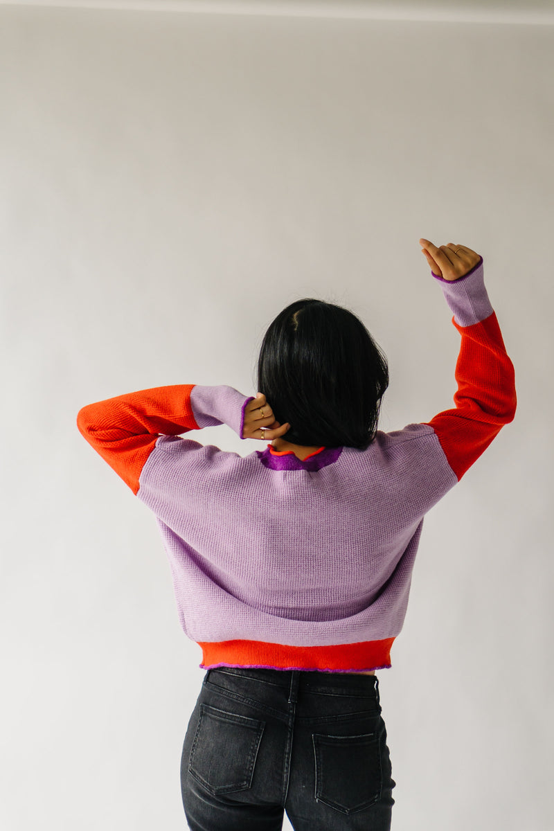 The Fullerton Colorblock Sweater in Red + Lilac