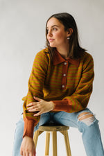The Nickerson Embellished Button Sweater in Rust Stripe