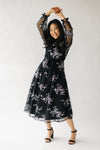 The Amidala Sequin Floral Midi Dress in Black