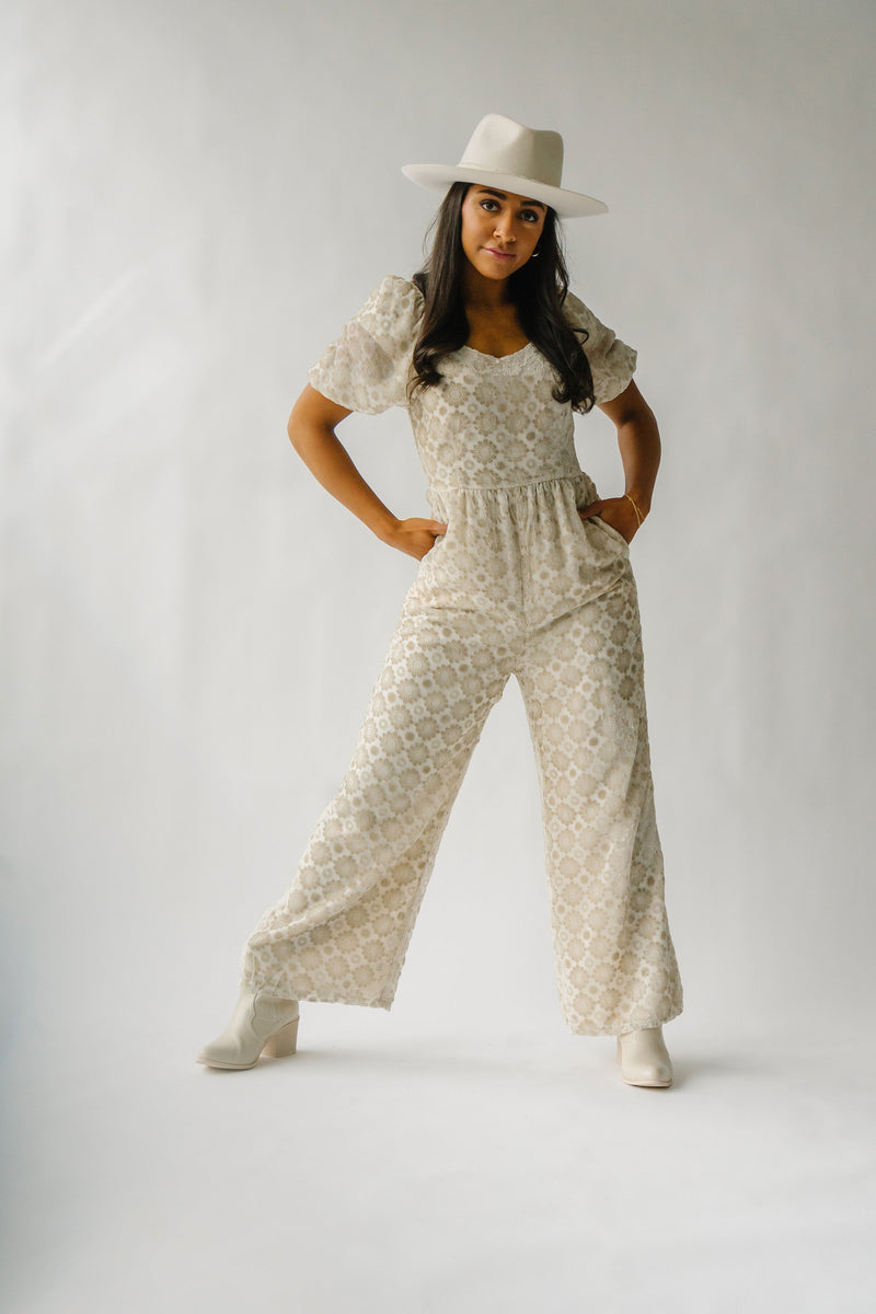 The Raceland Velvet Detail Jumpsuit in Taupe