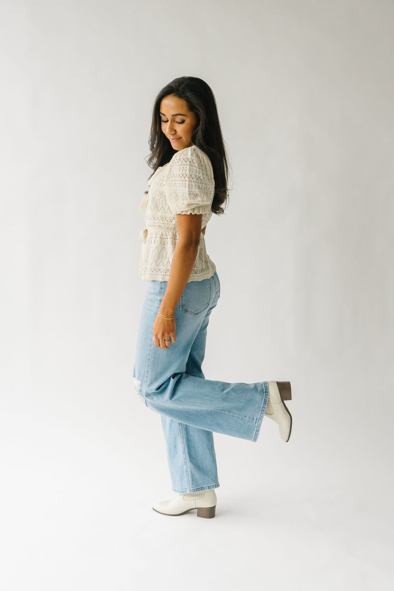 The Halverson Front Tie Sweater in Cream