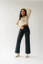 The Jack Wide Leg Distressed Jeans in Black