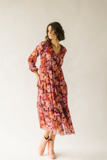 The Irina V-Neck Maxi Dress in Brown Multi