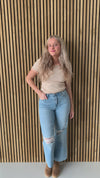 The Felipa Round Neck Stripe Tee in Clay